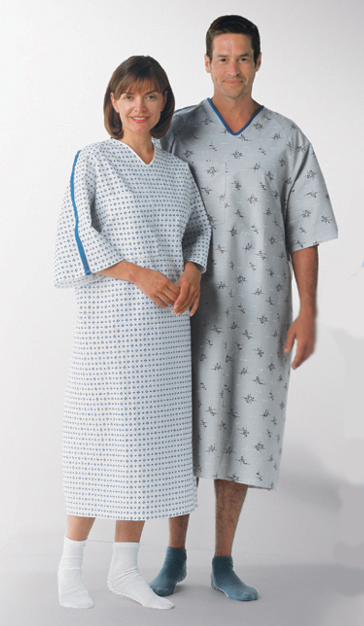 Patient IV Gown with Side Ties Demure Print Size 10XL 12Ct